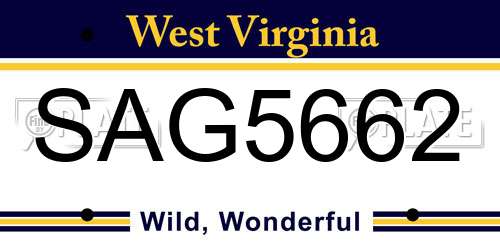 SAG5662 West Virginia License Plate
