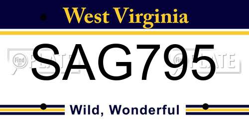 SAG795 West Virginia License Plate