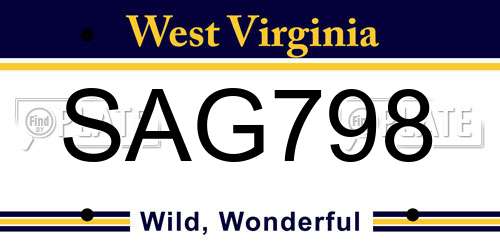 SAG798 West Virginia License Plate