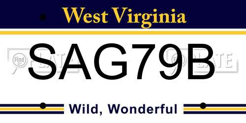 SAG79B West Virginia License Plate