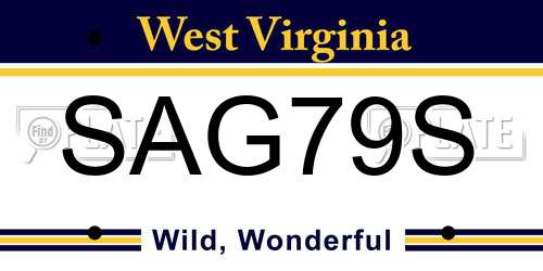 SAG79S West Virginia License Plate