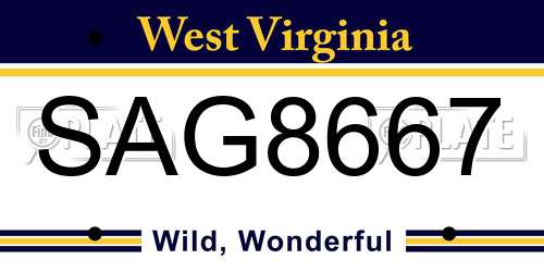 SAG8667 West Virginia License Plate