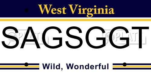 SAGSGGT West Virginia License Plate