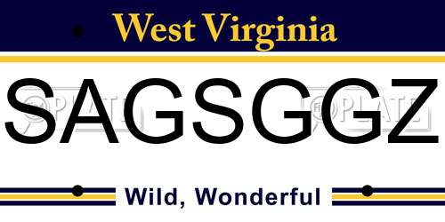 SAGSGGZ West Virginia License Plate