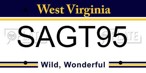 SAGT95 West Virginia License Plate