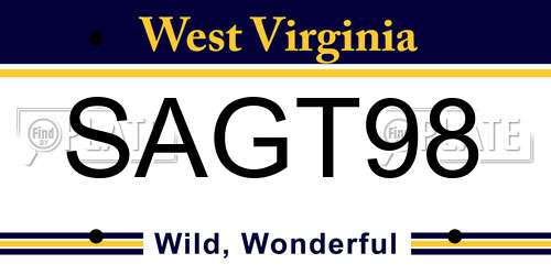 SAGT98 West Virginia License Plate