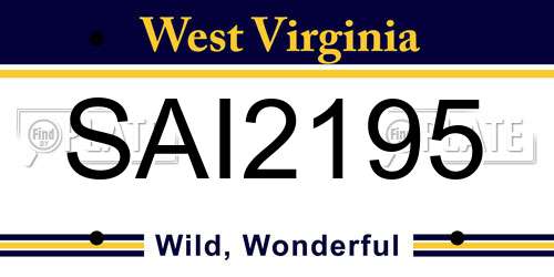 SAI2195 West Virginia License Plate