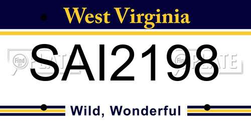 SAI2198 West Virginia License Plate