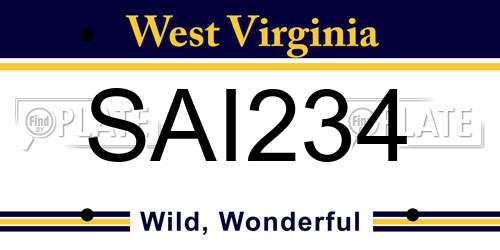 SAI234 West Virginia License Plate
