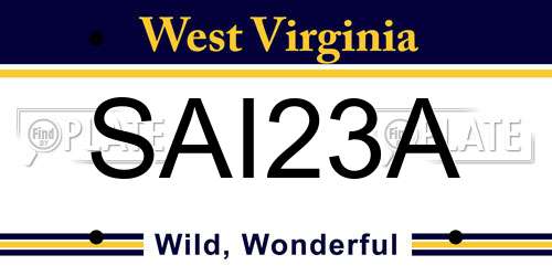 SAI23A West Virginia License Plate