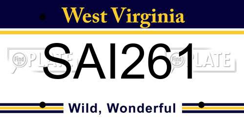 SAI261 West Virginia License Plate