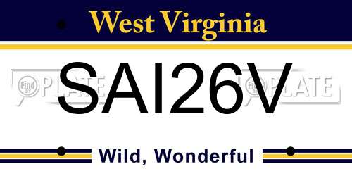 SAI26V West Virginia License Plate