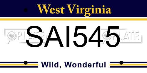 SAI545 West Virginia License Plate