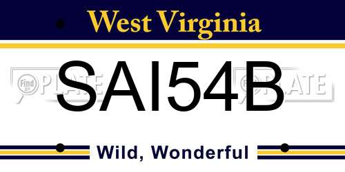 SAI54B West Virginia License Plate