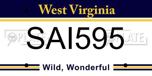 SAI595 West Virginia License Plate