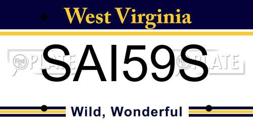 SAI59S West Virginia License Plate