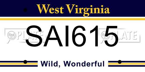 SAI615 West Virginia License Plate