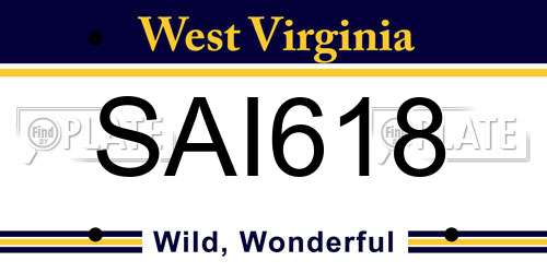 SAI618 West Virginia License Plate