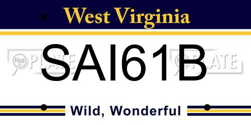 SAI61B West Virginia License Plate