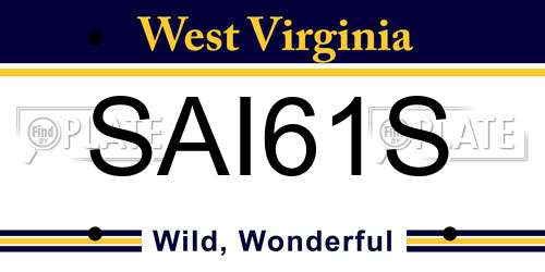 SAI61S West Virginia License Plate