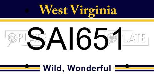 SAI651 West Virginia License Plate