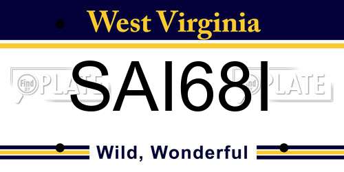 SAI68I West Virginia License Plate