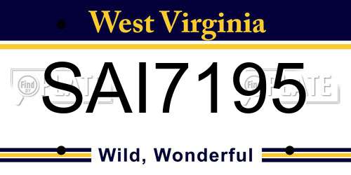 SAI7195 West Virginia License Plate