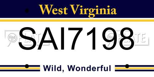 SAI7198 West Virginia License Plate