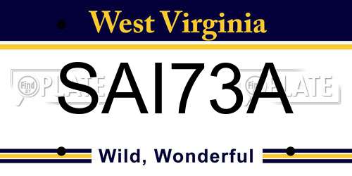 SAI73A West Virginia License Plate
