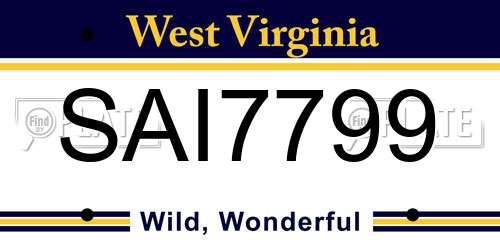 SAI7799 West Virginia License Plate