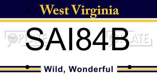 SAI84B West Virginia License Plate