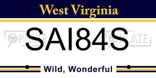 SAI84S West Virginia License Plate