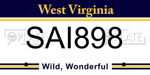 SAI898 West Virginia License Plate
