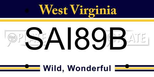SAI89B West Virginia License Plate