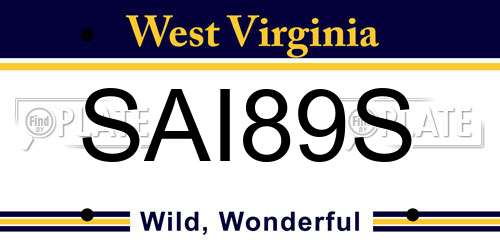SAI89S West Virginia License Plate