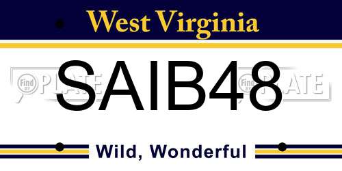 SAIB48 West Virginia License Plate