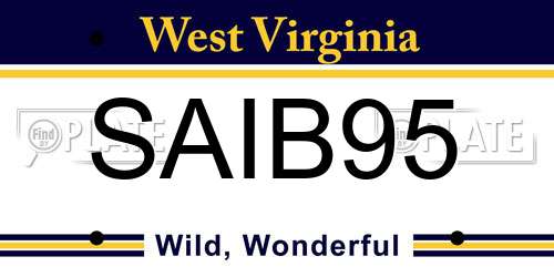 SAIB95 West Virginia License Plate