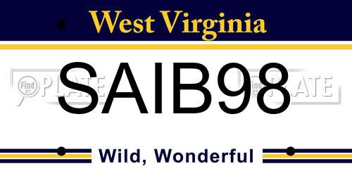 SAIB98 West Virginia License Plate