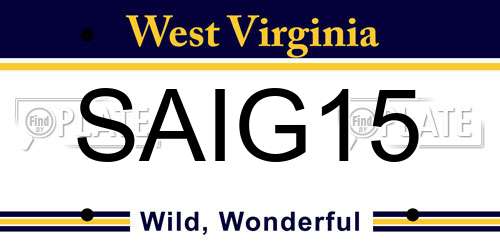 SAIG15 West Virginia License Plate