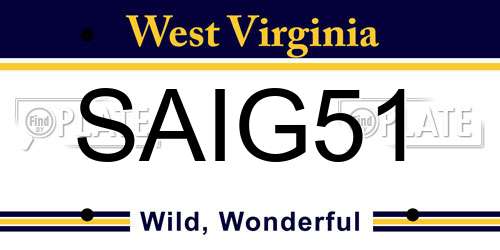 SAIG51 West Virginia License Plate