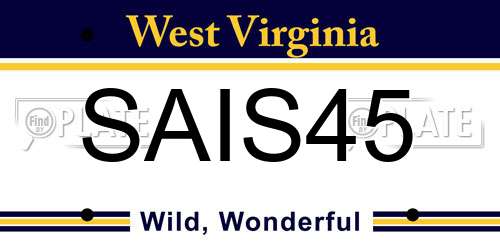 SAIS45 West Virginia License Plate