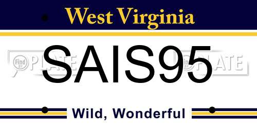 SAIS95 West Virginia License Plate