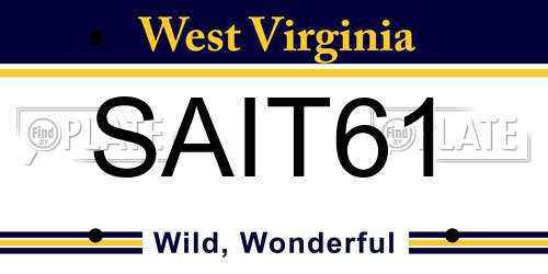 SAIT61 West Virginia License Plate