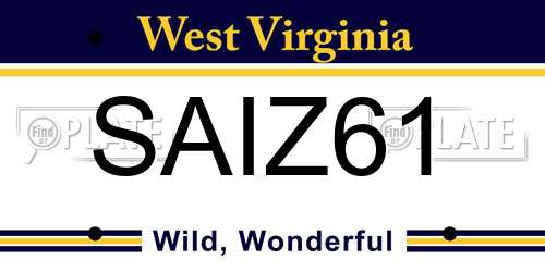SAIZ61 West Virginia License Plate