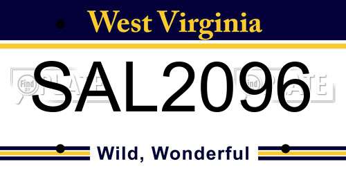 SAL2096 West Virginia License Plate