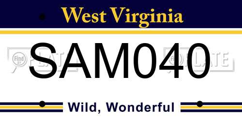 SAM040 West Virginia License Plate