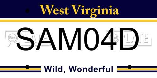 SAM04D West Virginia License Plate