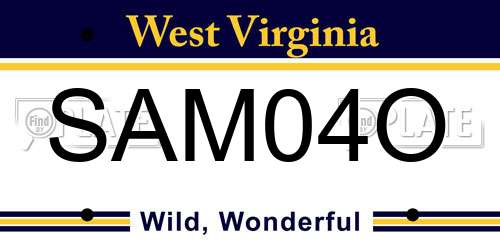 SAM04O West Virginia License Plate