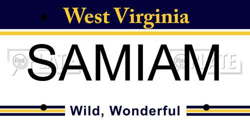 SAMIAM West Virginia License Plate