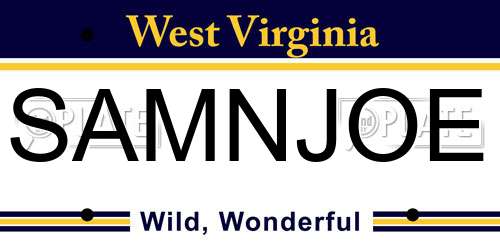 SAMNJOE West Virginia License Plate